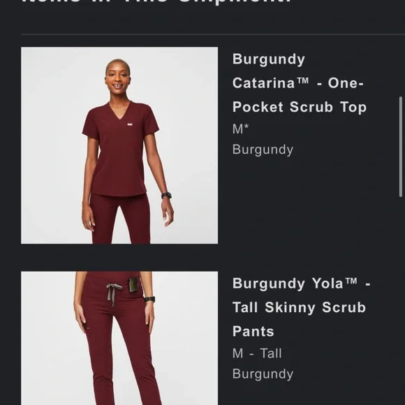 Figs Maroon V-Neck Tee with Pocket - Picture 4 of 4